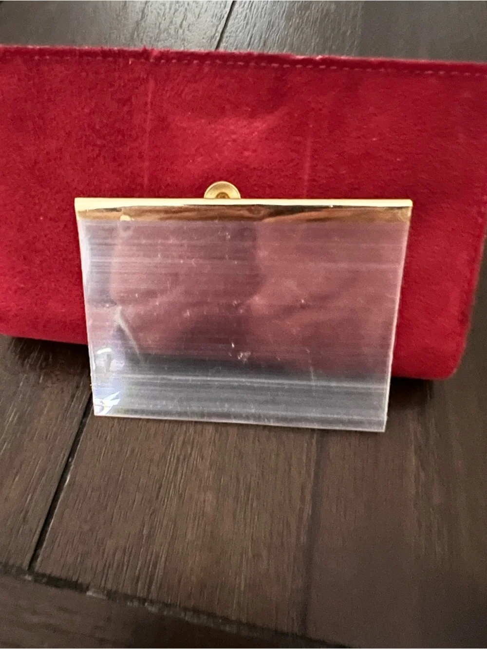 Vintage baronet Red Suede Wallet with Floral Snap Closure
